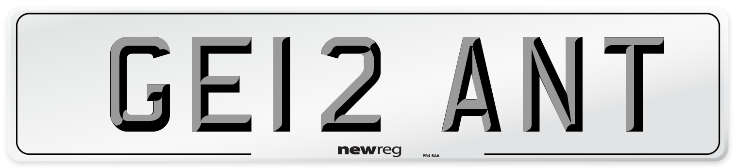 GE12 ANT Number Plate from New Reg